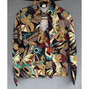 VTG Roughrider By Circle T Native American Feathers Country Western Keyhole Top